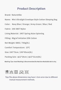 Naturehike LW180 Mini Uyku Tulumu