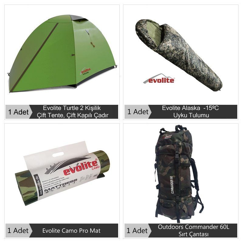 Evolite Camo Tek Kişilik Kamp Seti