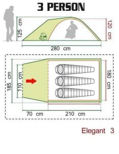 Evolite Elegant 3 Kişilik Çift Tente Çadır