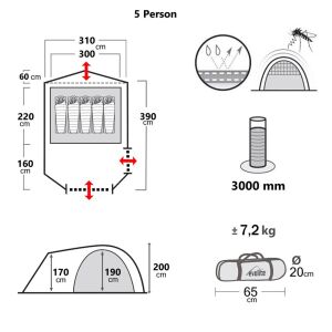 Evolite Excamp 5 Pro Sun Fresh Aile Çadırı UPF80