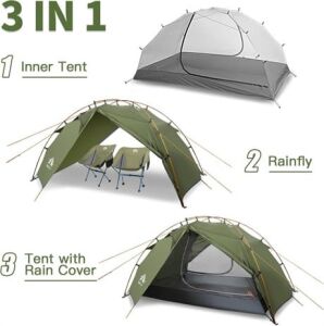 Night Cat ZP-34 2 Kişilik 4 Mevsim Alüminyum Ultralight Çadır - Haki