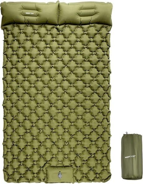 Night Cat QD-02 Çift Kişilik Dahili Pompalı Ultralight Şişme Mat - Yeşil