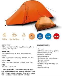 Trimm Himlite-DSL 2 Kişilik 5 Mevsim Ultralight Çadır